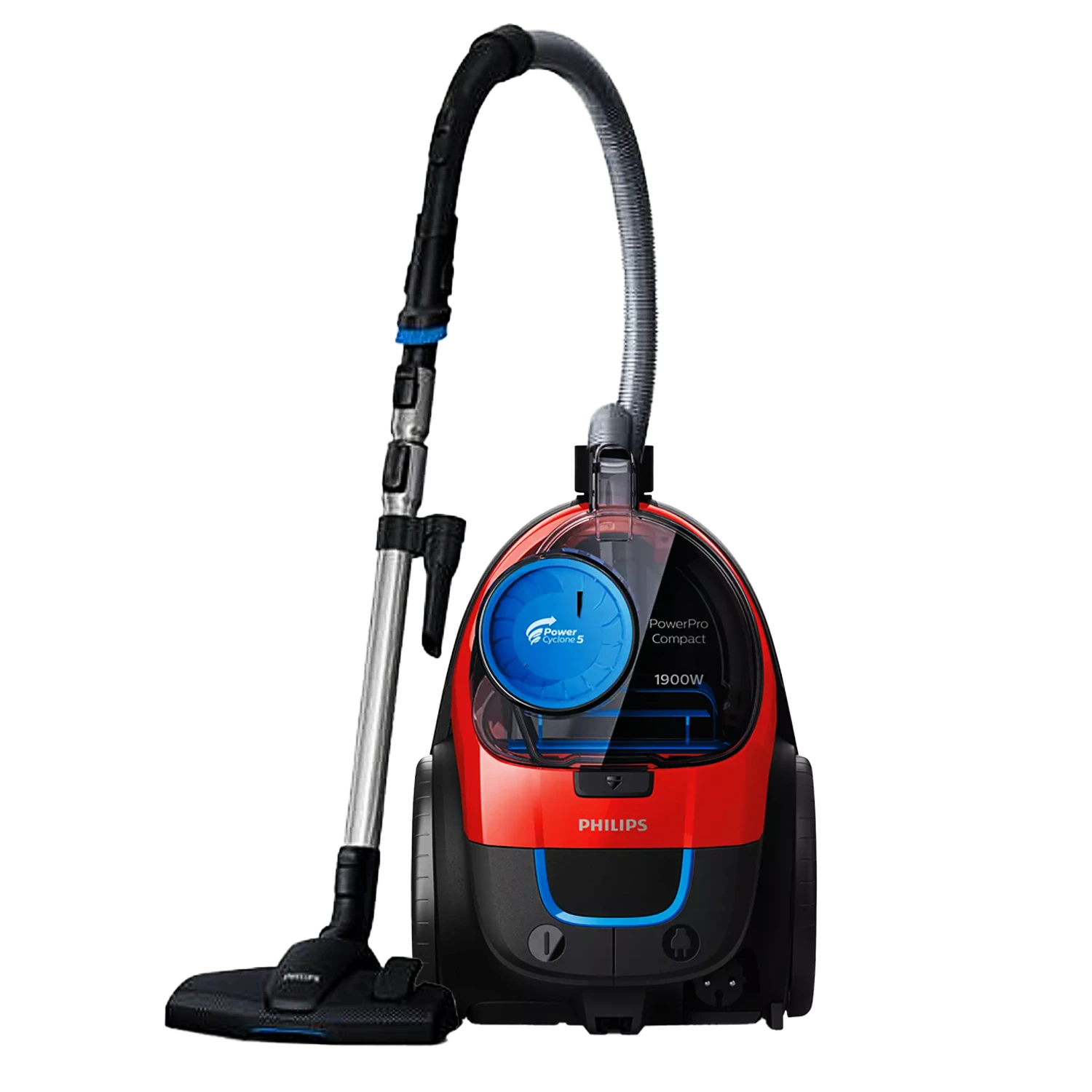مكنسة فيليبس | بدون كيس 1900 واط فائق الكفاءة | تقنية PowerCyclone 5 | اللون الأحمر - موديل FC9330/09