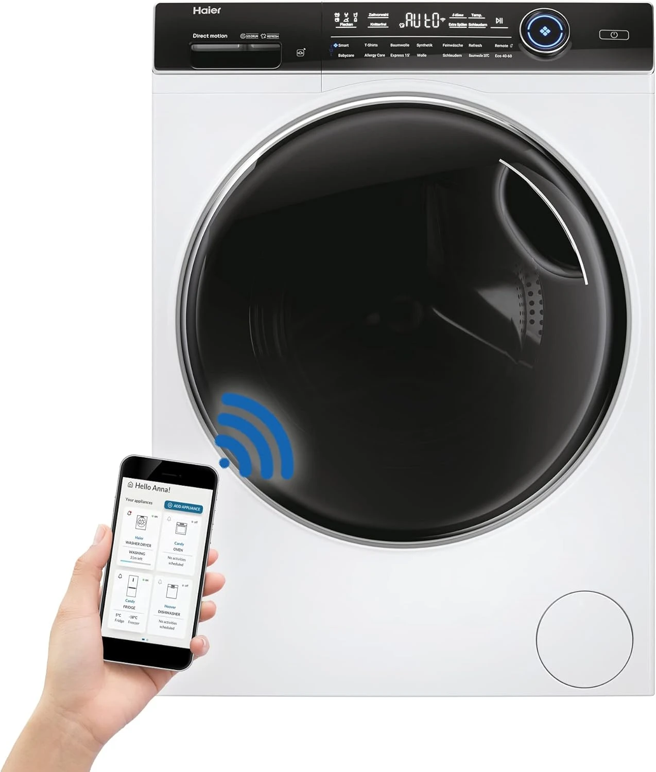 غسالة هاير I-Pro Serie 7 سعة 8 كجم | تحميل أمامي | قوة 400 واط | لون أبيض موديل موديل HW80-B14979