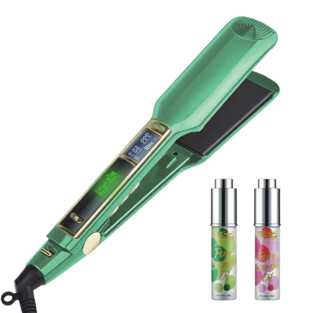 مملس شعر دي إس بي الاحترافي | قوة 105 واط | ألواح سيراميك عريضة وتحكم رقمي بالحرارة | لون أخضر ملكي - الموديل 10224