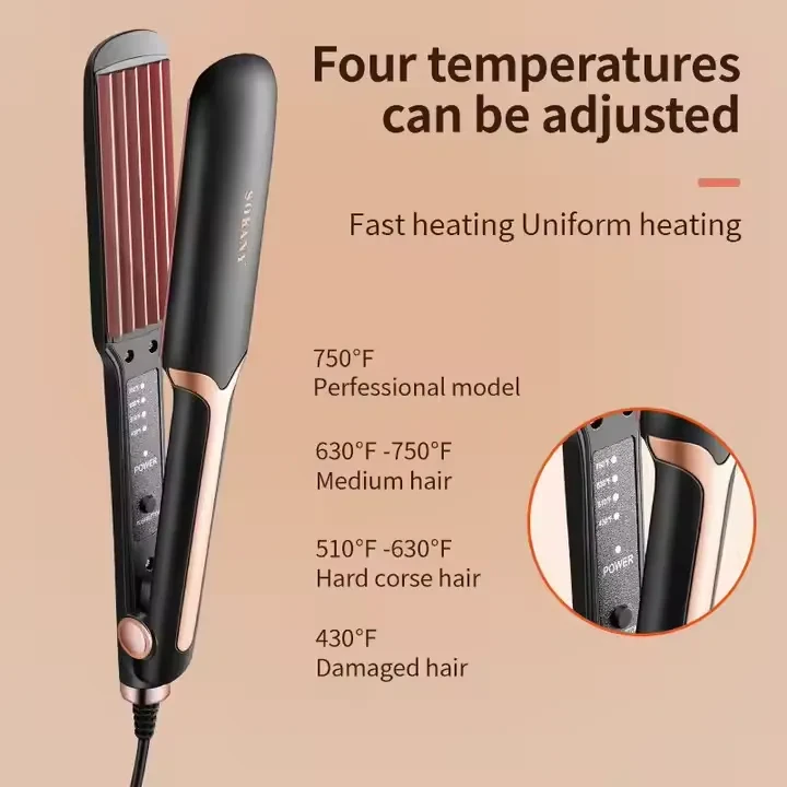 مكواة فرد الشعر سوكاني SK-1906 – ألواح سيراميكية، تسخين سريع، حتى ‎750 °F، سلك دوّار 360°