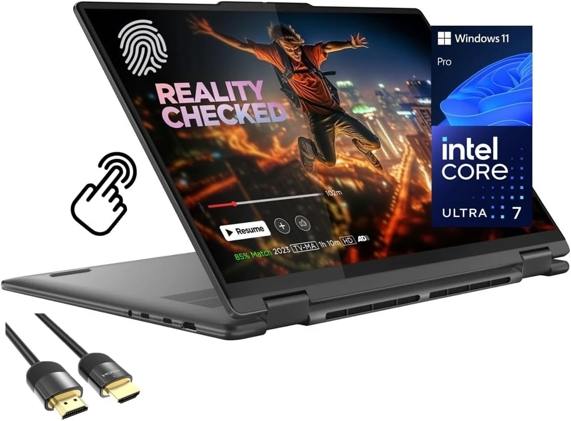 لابتوب Lenovo Yoga 7i 2-in-1 – شاشة لمس 16 بوصة 2K | معالج Intel Core Ultra 7-155U الجيل الخامس عشر، رام 16GB DDR5، تخزين 1TB SSD، بطاقة رسومات Iris Xe – إصدار 2025