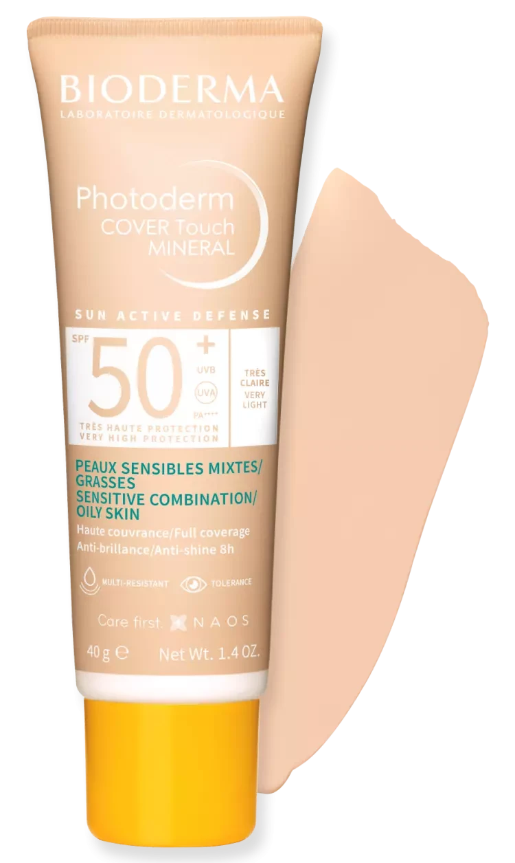 بيوديرما واقي شمس فوتوديرم كوفر تاتش بعامل حماية من الشمس 50+ بتغطية عالية، لون فاتح جداً 40 غرام