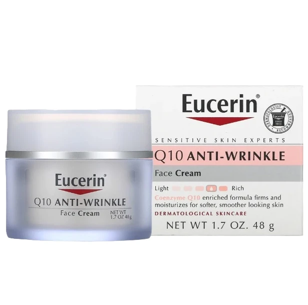 يوسرين كريم الوجه Q10 النهاري المضاد للتجاعيد – ترطيب وتجديد للبشرة الحساسة والجافة، 48 جم