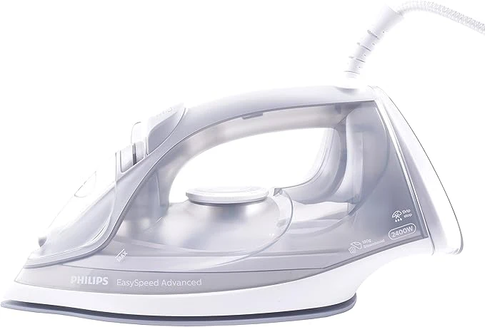 مكواة بخار فيليبس المتطورة إيزي سبيد | قوة 2400 واط | تسخين سريع في 30 ثانية وقاعدة سيراميك | لون أسود - الموديل GC2675/87