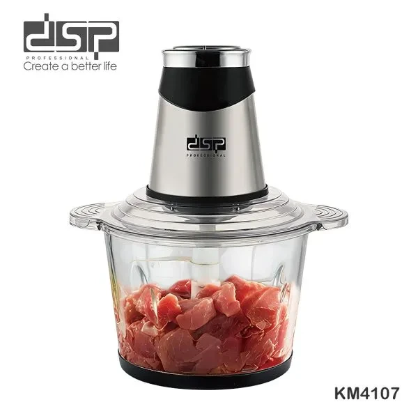 طحّانة طعام DSP – سعة 3 لتر، محرك نحاسي 300 واط، وعاء زجاجي شفاف KM4107