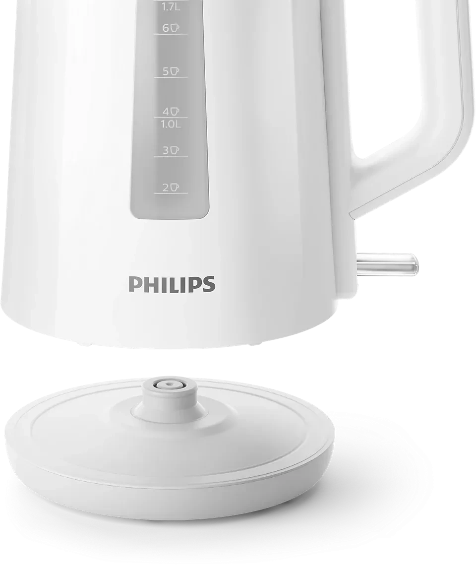 غلاية فيليبس  كهربائية 1.7 لتر | قوة 2200 واط | مؤشر للأكواب لتوفير الطاقة | لون أبيض - الموديل HD9318/01