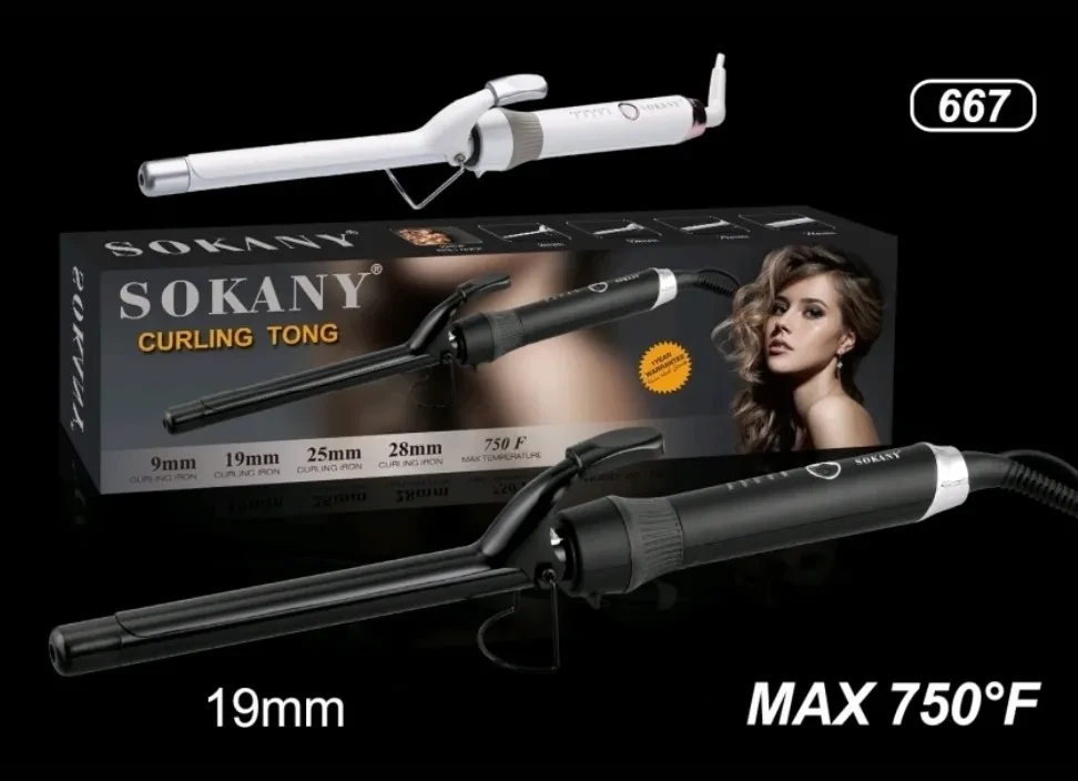 فير جهاز تجعيد الشعر سوكاني  – مقاس 19 ملم، سيراميك تورمالين، تسخين سريع لتجعيد الشعر باحتراف SK-667
