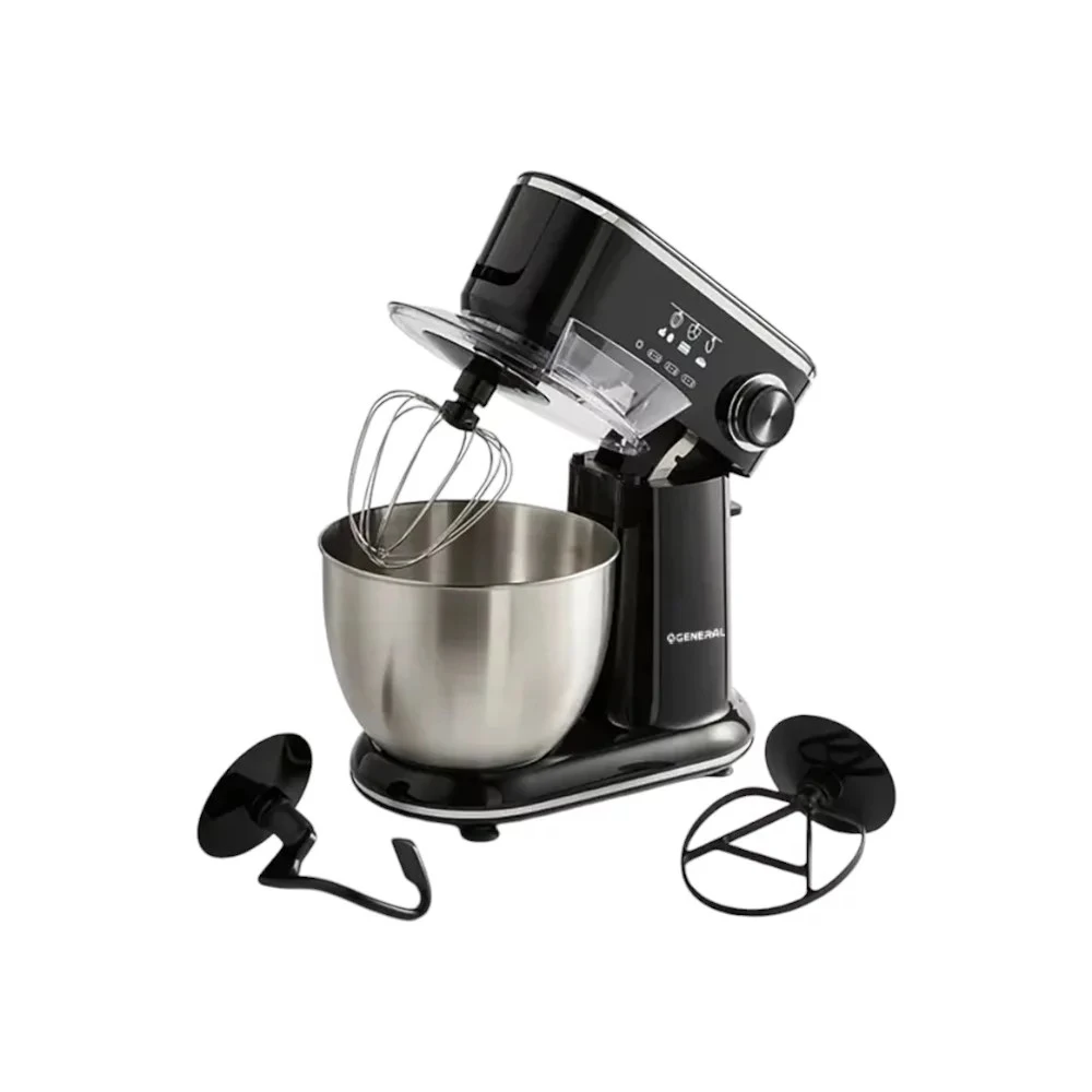 عجانة جنرال الكهربائية سعة 5 لتر | قوة 600 وات | وعاء ستانلس ستيل و 6 سرعات | تصميم مدمج للاستخدام المنزلي - أسود موديل KM5012-CB