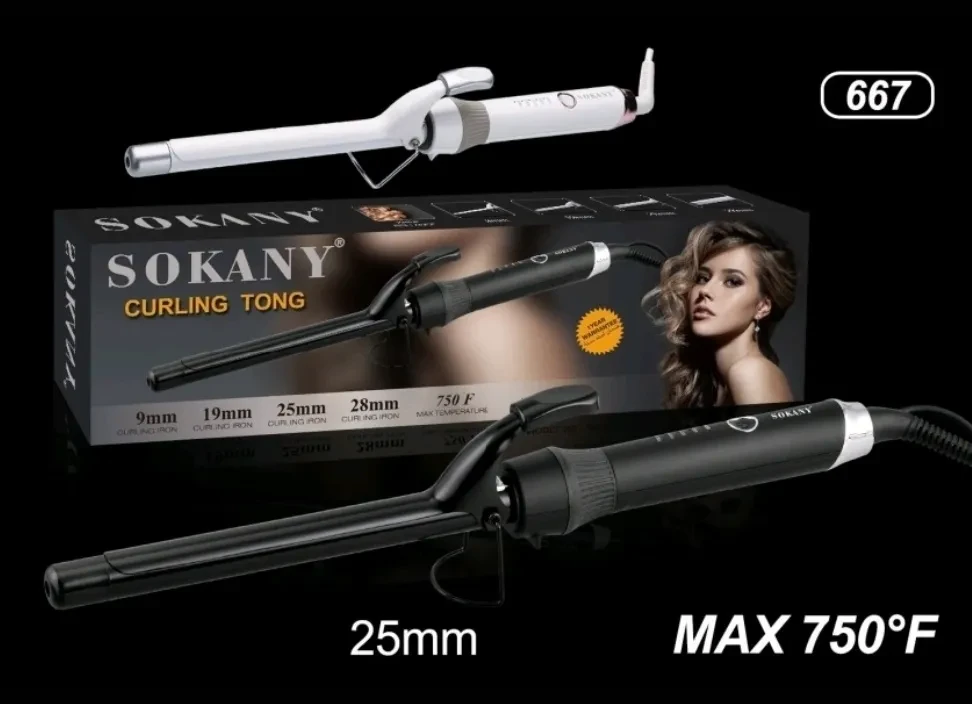 فير شعر سوكاني SK-667 – برميل 25 ملم، سيراميك/تورمالين، تسخين سريع لتجعيد أو تمويج أنيق