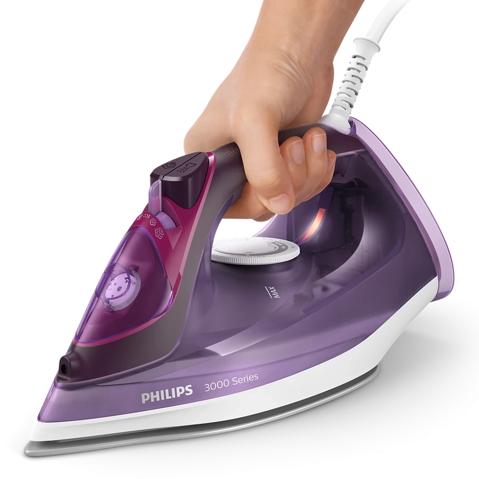 كاوية بخار فيليبس سلسلة 3000 | قوة 2600 واط | دفع بخار قوي (200 جم) وقاعدة سيراميك | لون بنفسجي - الموديل DST3041/36